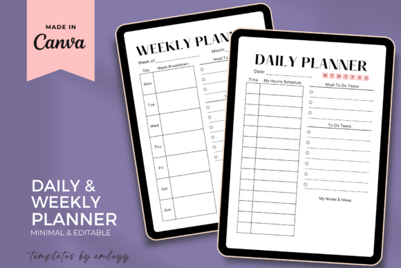 Download Minimal Daily &amp; Weekly Planner Template - Premium Bundle